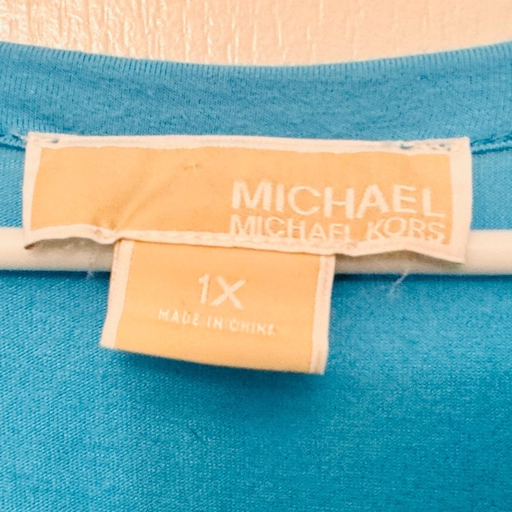 Michael Kors Tile Blue Silver Grommet Fringe Tank Top Size XL EUC - Picture 4 of 7